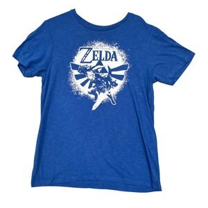 The Legend Of Zelda Shirt Mens Large Blue Link Triforce Graphic Tee Nintendo